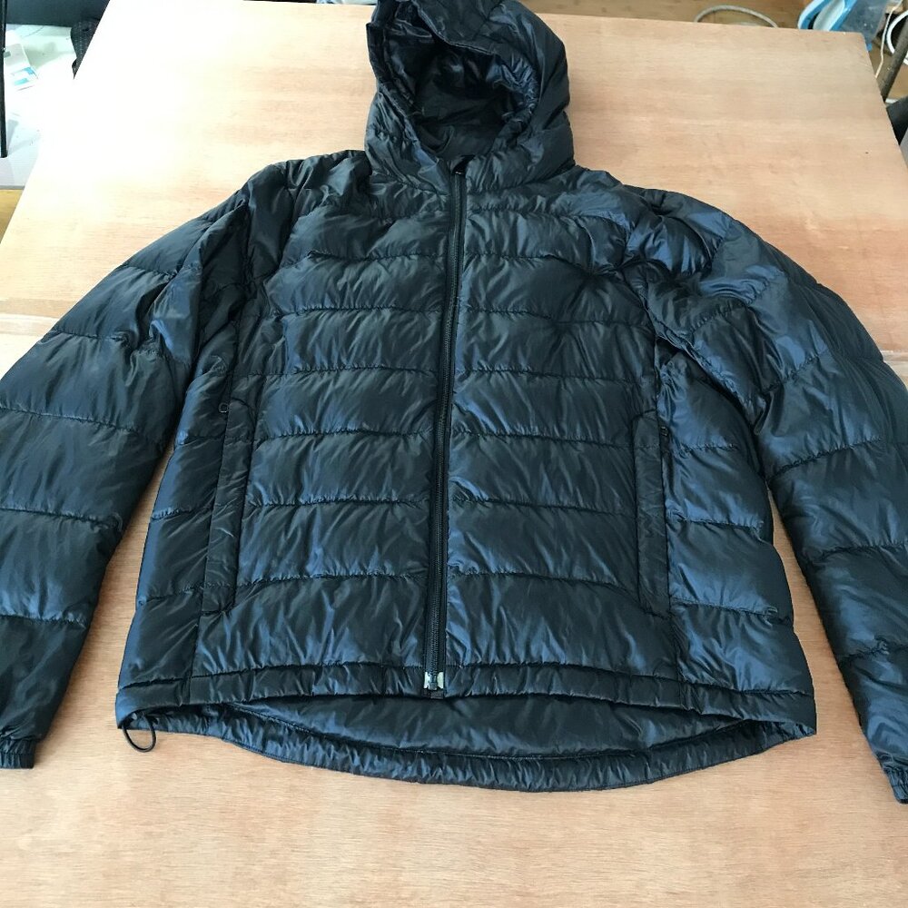 Jil Sander Uniqlo Puffer Jacket Women L Black Full Zip Hooded Zip Pocket Outdoor